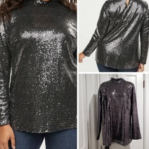 Lane Bryant Charcoal Sequin Top